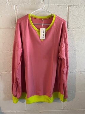Dolnine Crewneck Top with Neon Trim- 1XL